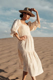 Ditsy Floral Embroidered Dress in Cream FINAL SALE