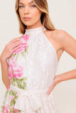 ROSE GARDEN IVORY LACE HALTER MAXI DRESS