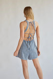 Corey Denim Open Back Romper