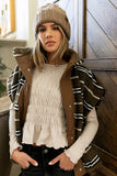 Mellanie Striped Sherpa Vest in Mocha FINAL SALE