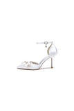 Womens Wedding Shoes Pointed Toe Ankle Strap Stiletto Heels with Rhinestone Flower