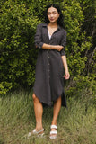Winnie Button Up Dress in Charcoal FINAL SALE