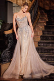 CADENCE GOWN STRAPLESS CRYSTAL EMBELLISHED GOWN WITH OVERSKIRT