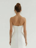 Mermaid Strapless Satin Long Wedding Dress With Slit
