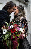 Modern Gothic Boho Lace Black Wedding Dress Vintage Unique A Line Long Sleeve Bridal Gown with Court Train