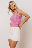 Brayden Cable Knit Sweater in Pink FINAL SALE