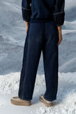 Malinda Mixed Media Baggy Pants in Dark Wash FINAL SALE