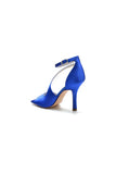 Simple Square Open Toe Ankle Strap Satin Prom Shoes