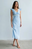 Jessica Lace Trim Maxi Dress in Blue