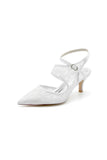 Lace Pointed Toe Ankle Strap High Heels