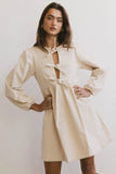 Tyler Peplum Mini Dress in Ivory Corduroy FINAL SALE