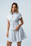 Tristan Plaid Button Up in Blue