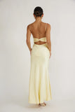 Paula Maxi Dress Lemon Yellow Satin Slip Dress