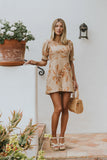 Mitsy Embroidered Floral Romper in Beige