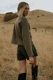 Aden Suede Jacket in Olive FINAL SALE