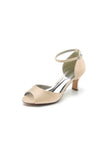 Peep Toe One strap Buckle Chunky Heel Pumps
