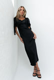 Amanda Lace Trim Maxi Dress in Black