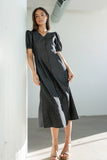 Conley Pinstripe Midi Dress in Black