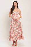 FLORAL HAZE CORAL MIDI DRESS