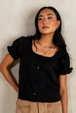 Payton Button Front Blouse in Black FINAL SALE
