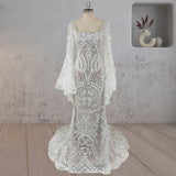 White Mermaid Enchantment Flower Prints Wedding Dress