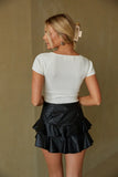 Addie Faux Leather Ruffle Skort