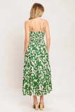 ART NOUVEAU FLORAL GREEN MIDI DRESS