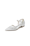 Pointed Toe Strap Buckle Mesh Low Heels