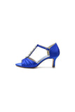 Open Toe Crystal Starp Chunky Heels