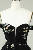 Cute A Line Sweetheart Black Short Homecoming Dress with Embroidery