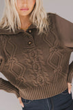 Irene Cable Knit Sweater in Olive FINAL SALE