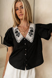Lara Embroidered Blouse in Black FINAL SALE
