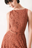 TRUE ROMANCE RUST LACE MIDI DRESS