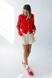 Kareena Knit Cardigan in Red