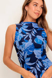 PALMER POWER MESH PRINTED MIDI DRESS BLUE