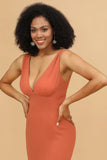 Sunset Mermaid V neck Bridesmaid Dress With Ruffles