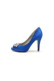 Champagne Satin High Heels with Crystal Flower Ornament