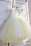 Yellow A Line Tulle Open Back Light Flower Girl Dress
