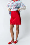 Harper Lace Trim Mini Skirt in Red
