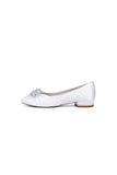 Navy Blue Flat Shoes with Crystal Flower Decoration