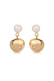 Small Pebble and Pearl Dangle Earrings