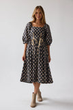 Gloria Floral Midi Dress in Black FINAL SALE