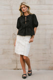 Natalia Peplum Tie Blouse in Black FINAL SALE