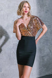 MIDNIGHT GLAM BLACK GOLD MINI DRESS