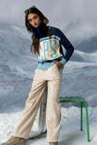 Malinda Mixed Media Baggy Pants in Cream