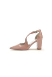 Rose Pink High Heels with Crossed Straps and Metal Buckle U22014 108