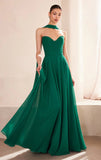 Ella Gown A line Strapless Chiffon Dress With Scarf