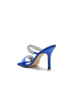 Square Open Toe Rhinestone Strappy Satin Stiletto Heels