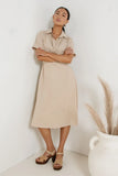 Bennett Collared Dress in Taupe FINAL SALE