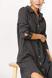 Winnie Button Up Dress in Charcoal FINAL SALE